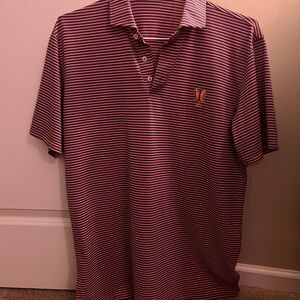 Striped Polo/ Golf shirt, Dark blue & pink